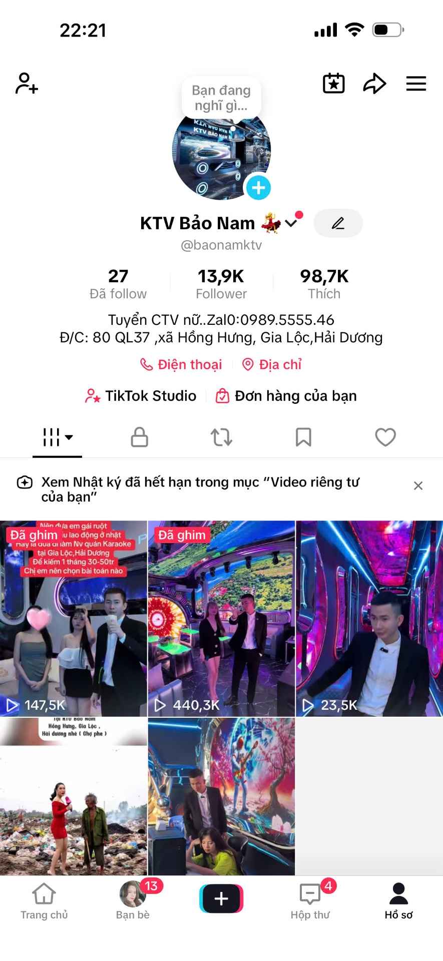 Kênh Tiktok
KTV Bảo Nam
Mang về khách hàng
Nguồn KTV khủng
